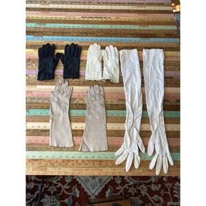 Lot of 4 Vintage Leather Cloth Dress Gloves MCM Grandoe Isotoner Size 6.5 7 S/M